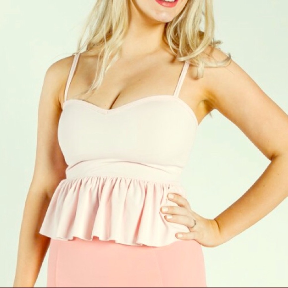 Kortni Jeane Sweetheart Peplum Top in Blush Pink